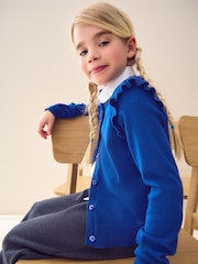 Blue Cotton Rich Frill Shoulder School Cardigan (3-16yrs) - Image 2 of 7