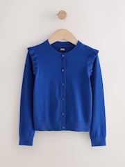Blue Cotton Rich Frill Shoulder School Cardigan (3-16yrs) - Image 4 of 7