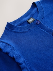 Blue Cotton Rich Frill Shoulder School Cardigan (3-16yrs) - Image 6 of 7