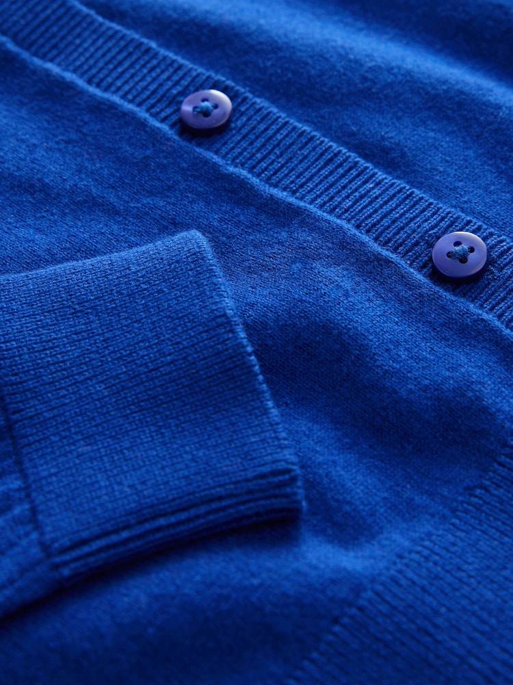 Blue Cotton Rich Frill Shoulder School Cardigan (3-16yrs) - Image 7 of 7