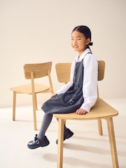 Grau - Button Front Embroidered Pinafore School Dress (3-14yrs) - Bild 4 von 9