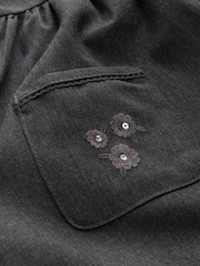 Grey Button Front Embroidered Pinafore School Dress (3-14yrs) - Image 4 of 4
