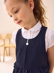 Navy Blue Zip Front Frill Waist School Pinafore Dress (3-14yrs) - Image 2 of 3