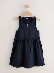 Navy Blue Zip Front Frill Waist School Pinafore Dress (3-14yrs) - Image 4 of 7