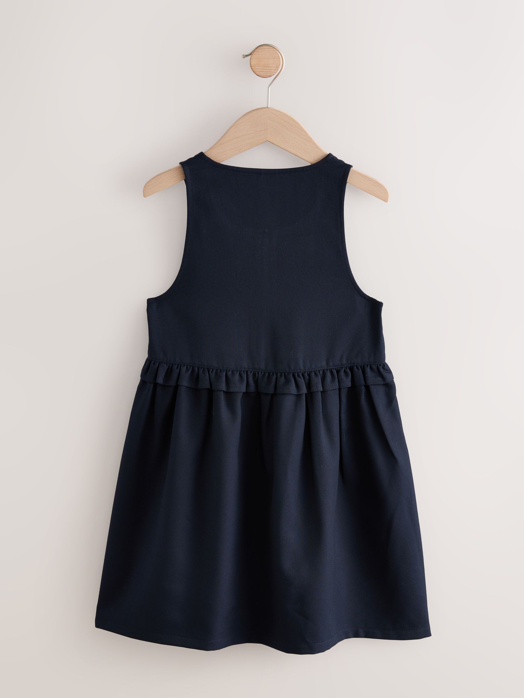 Buy Navy Blue Zip Front Frill Waist School Pinafore Dress (3-14yrs