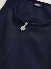Navy Blue Zip Front Frill Waist School Pinafore Dress (3-14yrs) - Image 6 of 7