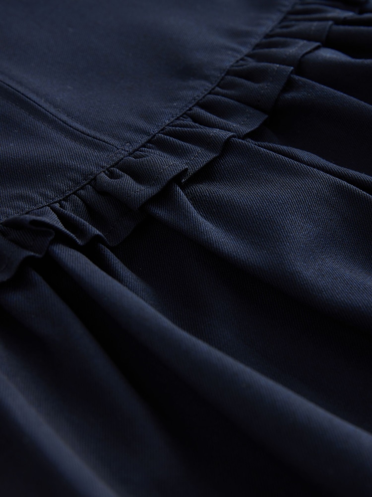 Navy Blue Zip Front Frill Waist School Pinafore Dress (3-14yrs) - Image 7 of 7