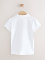 White Cotton Stretch Frill Collar School Polo Tops 5 Pack (3-16yrs) - Image 3 of 5