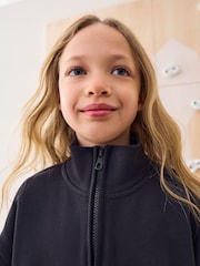 Black Cotton Rich Sports Funnel Neck Sweat and Joggers Set (3-16yrs) - Image 4 of 9