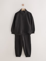 Black Cotton Rich Sports Funnel Neck Sweat and Joggers Set (3-16yrs) - Image 6 of 9