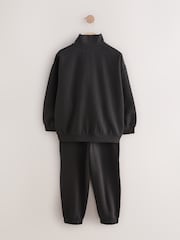 Black Cotton Rich Sports Funnel Neck Sweat and Joggers Set (3-16yrs) - Image 7 of 9