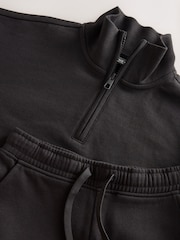 Black Cotton Rich Sports Funnel Neck Sweat and Joggers Set (3-16yrs) - Image 8 of 9