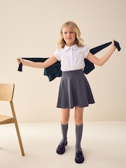 White Short Sleeve Ruffle Collar School Shirt (3-15yrs) - Image 2 of 8