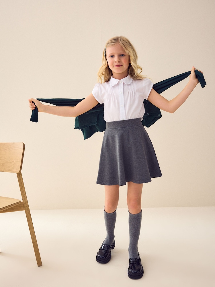White Short Sleeve Ruffle Collar School Shirt (3-15yrs) - Image 2 of 8
