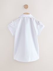 White Short Sleeve Ruffle Collar School Shirt (3-15yrs) - Image 6 of 8