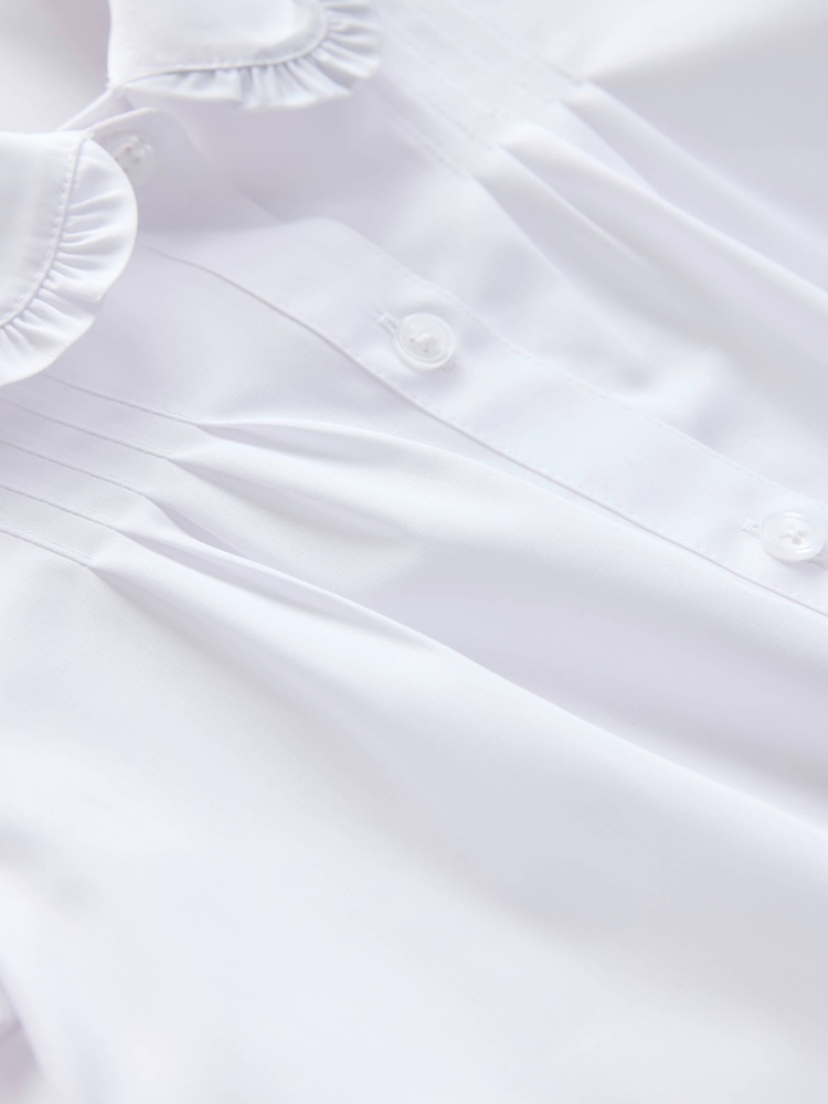 White Short Sleeve Ruffle Collar School Shirt (3-15yrs) - Image 8 of 8