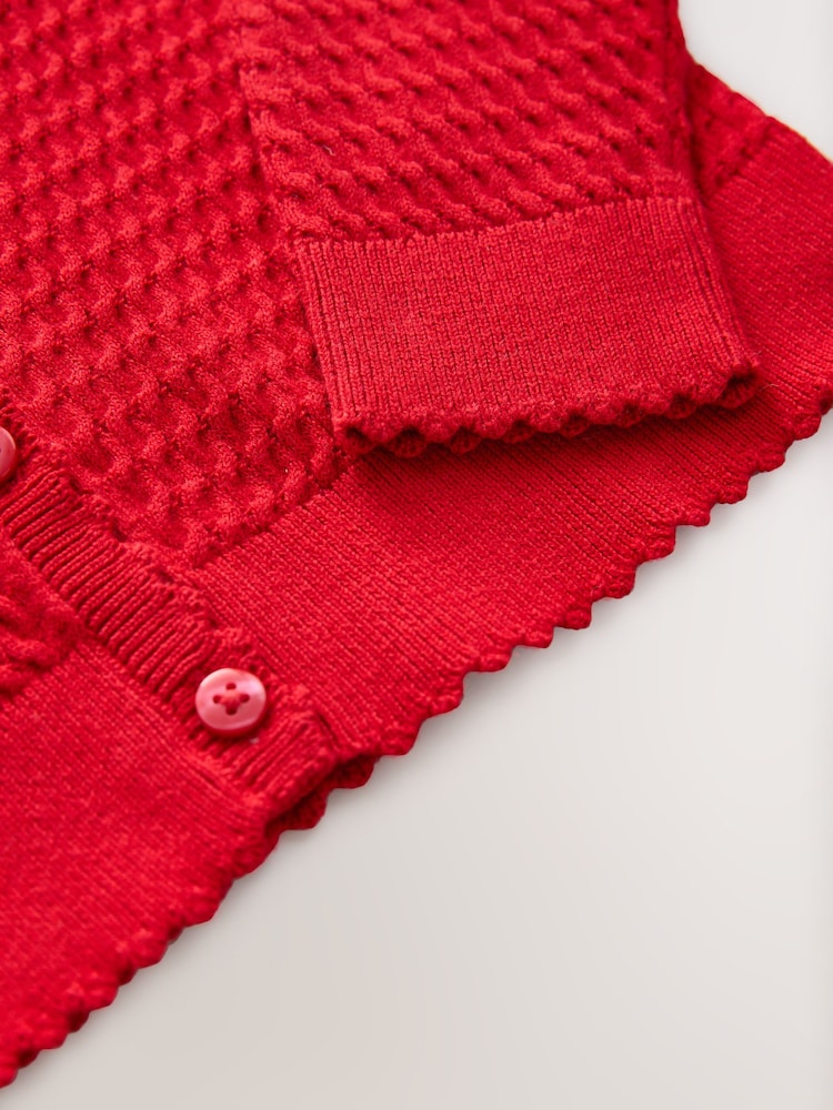 Rot - Schulstrickjacke mit Zopfmuster und hohem Baumwollanteil (3–16Jahre) - Bild 8 von 8