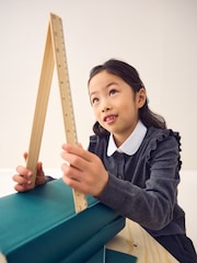 Grey Cotton Rich Frill Shoulder School Cardigan (3-16yrs) - Image 2 of 9