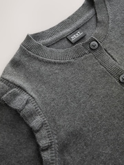 Grey Cotton Rich Frill Shoulder School Cardigan (3-16yrs) - Image 8 of 9