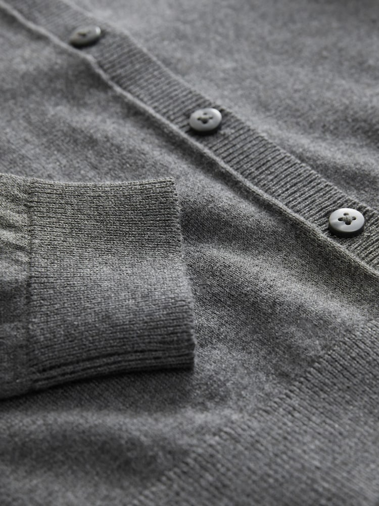 Grey Cotton Rich Frill Shoulder School Cardigan (3-16yrs) - Image 9 of 9