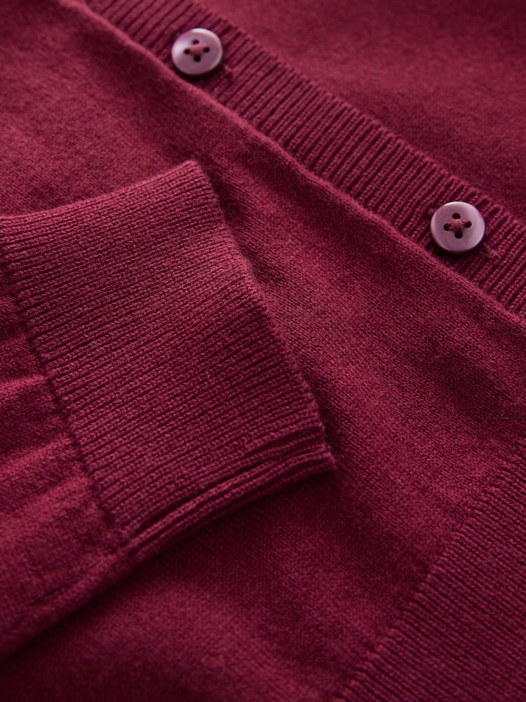 Burgundy Red Cotton Rich Frill Shoulder School Cardigan (3-16yrs) - Image 8 of 8