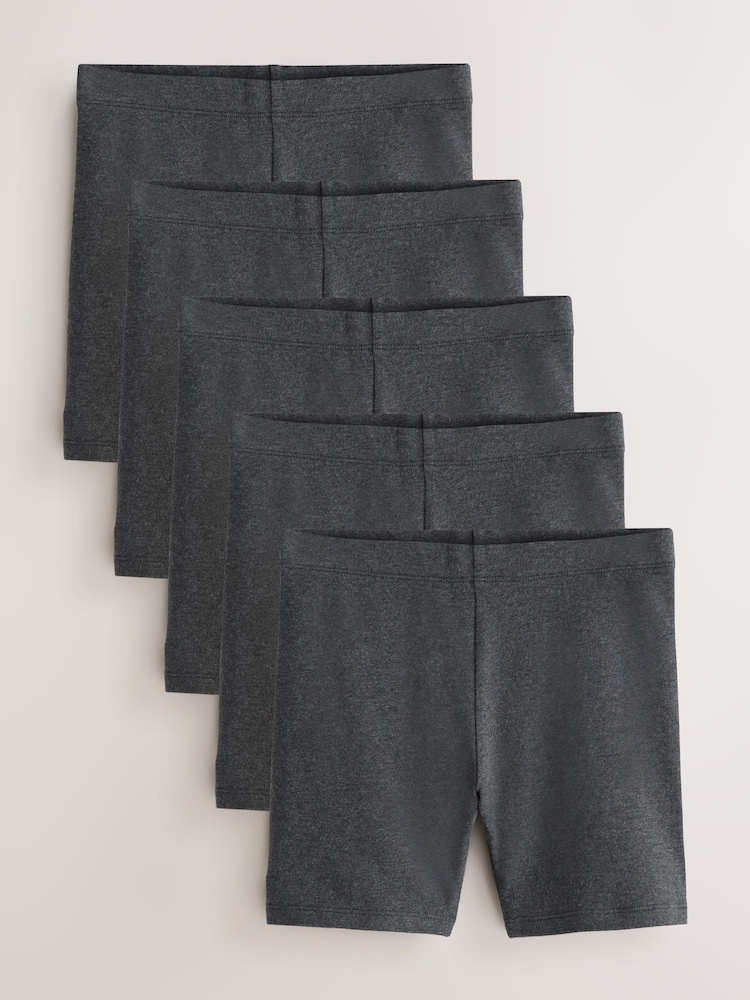 Grey Regular Length Cotton Rich Stretch Cycle Shorts 5 Pack (3-16yrs) - Image 1 of 7