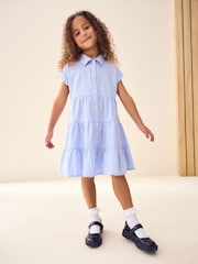 Azul - Cotton Rich School Gingham Tiered Shirt Collar Dress (3-14yrs) - Imagen 1 de 1
