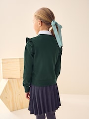 Green Cotton Rich Frill Shoulder School Cardigan (3-16yrs) - Image 3 of 7