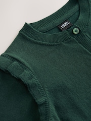 Green Cotton Rich Frill Shoulder School Cardigan (3-16yrs) - Image 6 of 7