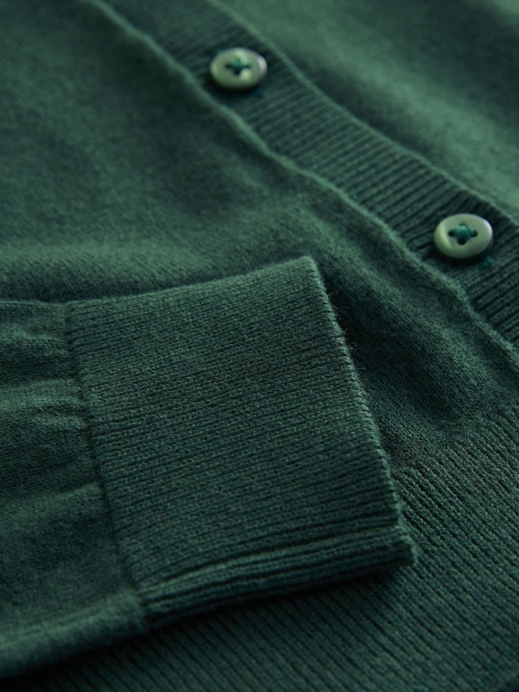 Green Cotton Rich Frill Shoulder School Cardigan (3-16yrs) - Image 7 of 7