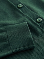 Green Cotton Rich Frill Shoulder School Cardigan (3-16yrs) - Image 8 of 8