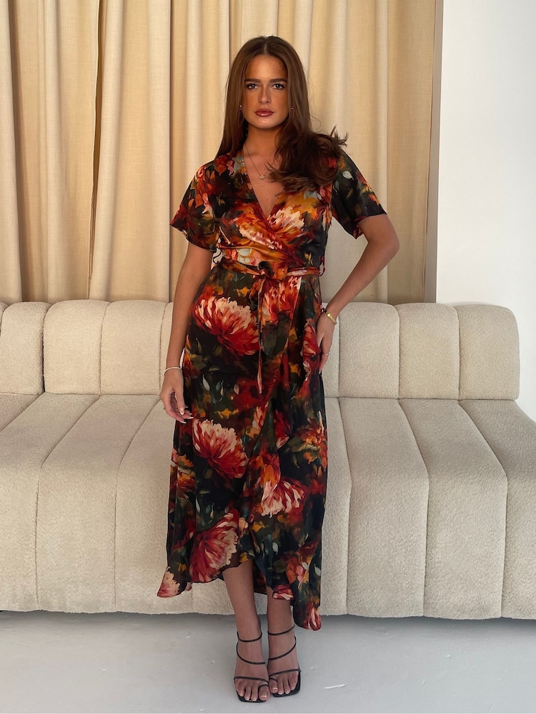 Girl In Mind Orange Farren Wrap Maxi Dress - Image 1 of 6