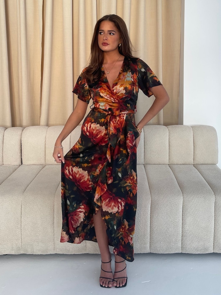Girl In Mind Orange Farren Wrap Maxi Dress - Image 2 of 6