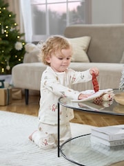 Mamas & Papas Night Before Christmas Print 100% Cotton White Pyjamas - Image 1 of 8