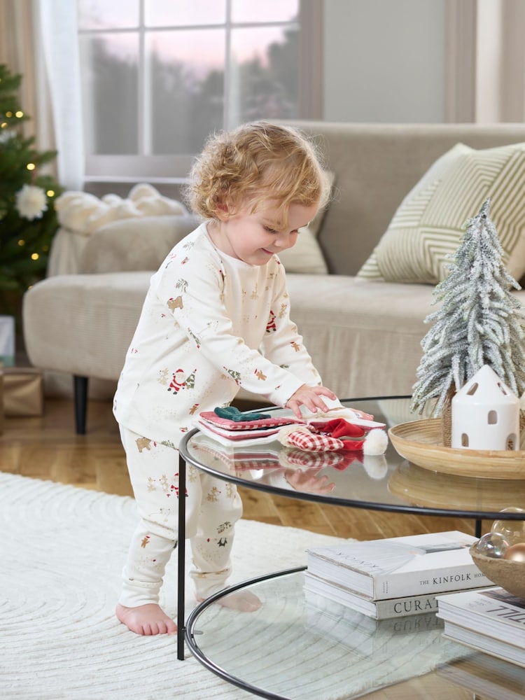 Mamas & Papas Night Before Christmas Print 100% Cotton White Pyjamas - Image 2 of 8