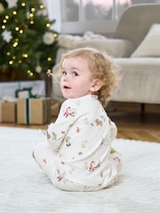 Mamas & Papas Night Before Christmas Print 100% Cotton White Pyjamas - Image 3 of 8