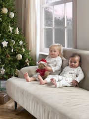 Mamas & Papas Night Before Christmas Print 100% Cotton White Pyjamas - Image 4 of 8