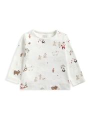 Mamas & Papas Night Before Christmas Print 100% Cotton White Pyjamas - Image 7 of 8