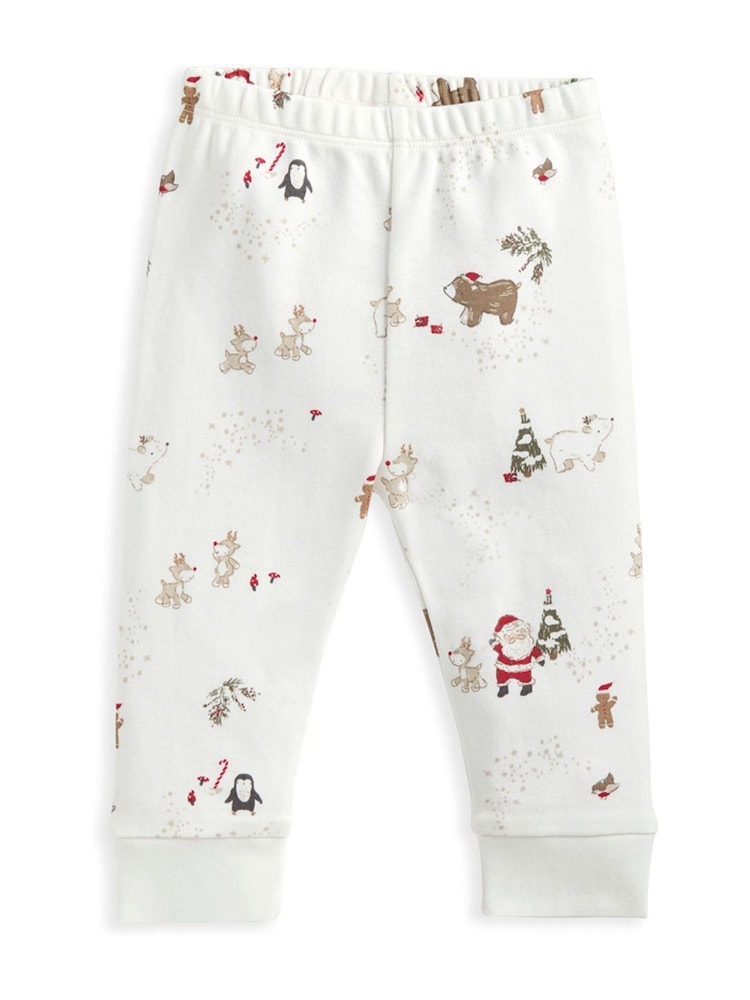 Mamas & Papas Night Before Christmas Print 100% Cotton White Pyjamas - Image 8 of 8