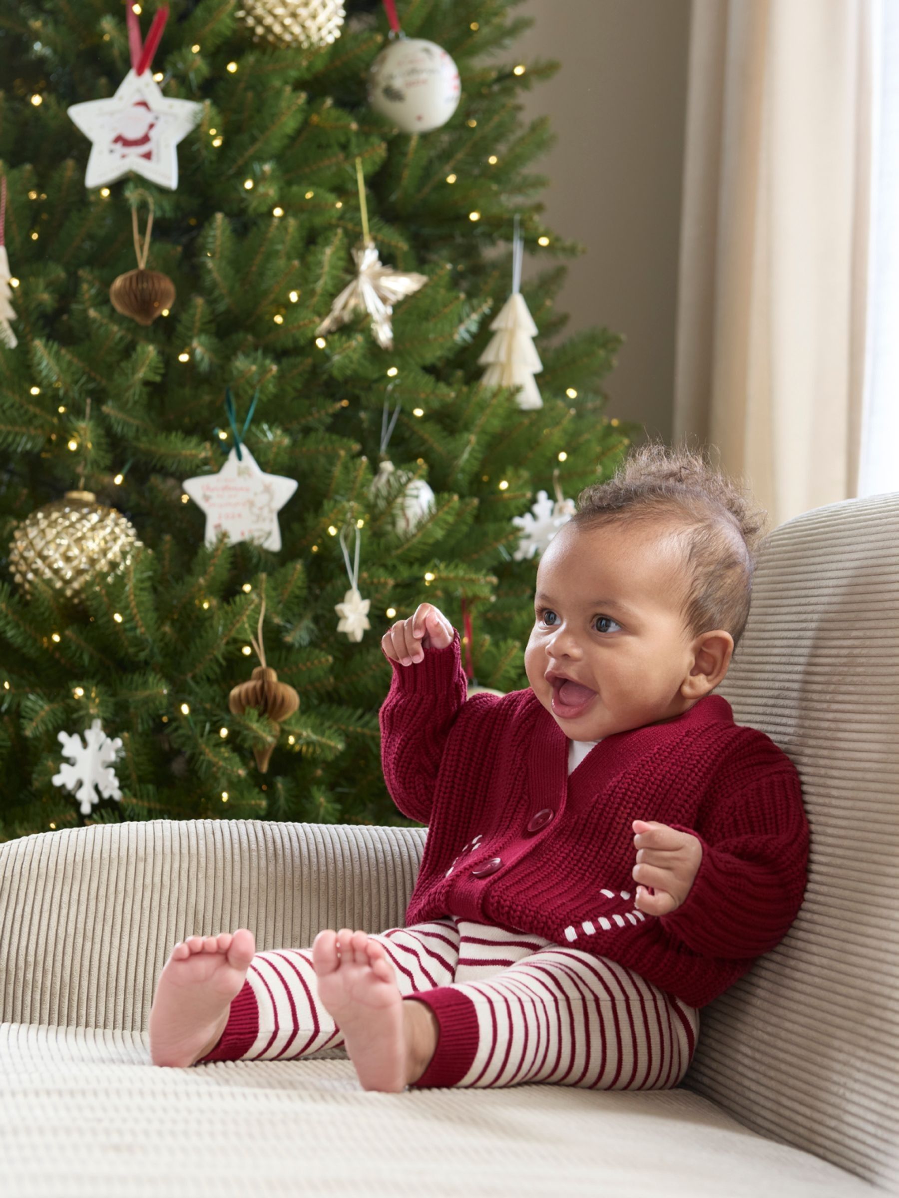 Buy Mamas Papas Red Ho Ho Ho Christmas 100% Cotton Cardigan and