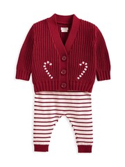Mamas & Papas Red Ho Ho Ho Christmas 100% Cotton Cardigan and Leggings Set 2 Piece - Image 4 of 6