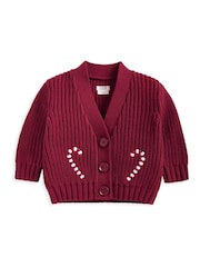 Mamas & Papas Red Ho Ho Ho Christmas 100% Cotton Cardigan and Leggings Set 2 Piece - Image 5 of 6