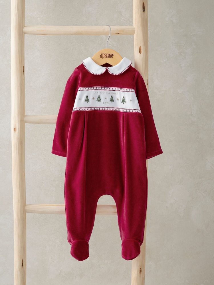 Mamas & Papas Rot Mein erster Weihnachts-Schlafanzug mit Kragen - Bild 2 von 3