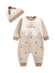 Mamas & Papas Little Pudding ChrIstmas Brown Romper and Hat Set - Image 5 of 5