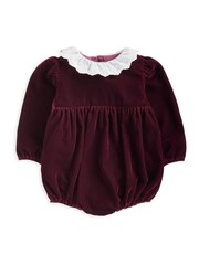 Mamas & Papas Red Velour Woven Collar Romper - Image 3 of 3