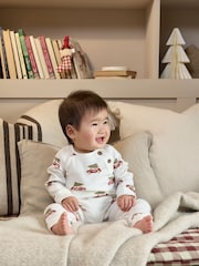 Mamas & Papas Christmas Car Print White Bodysuit and Leggings Set 2 Piece - Image 1 of 5