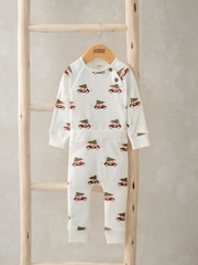 Mamas & Papas Christmas Car Print White Bodysuit and Leggings Set 2 Piece - Image 2 of 5