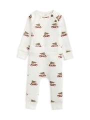 Mamas & Papas Christmas Car Print White Bodysuit and Leggings Set 2 Piece - Image 3 of 5