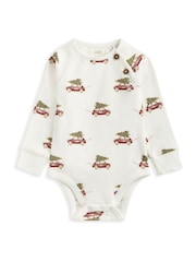 Mamas & Papas Christmas Car Print White Bodysuit and Leggings Set 2 Piece - Image 4 of 5