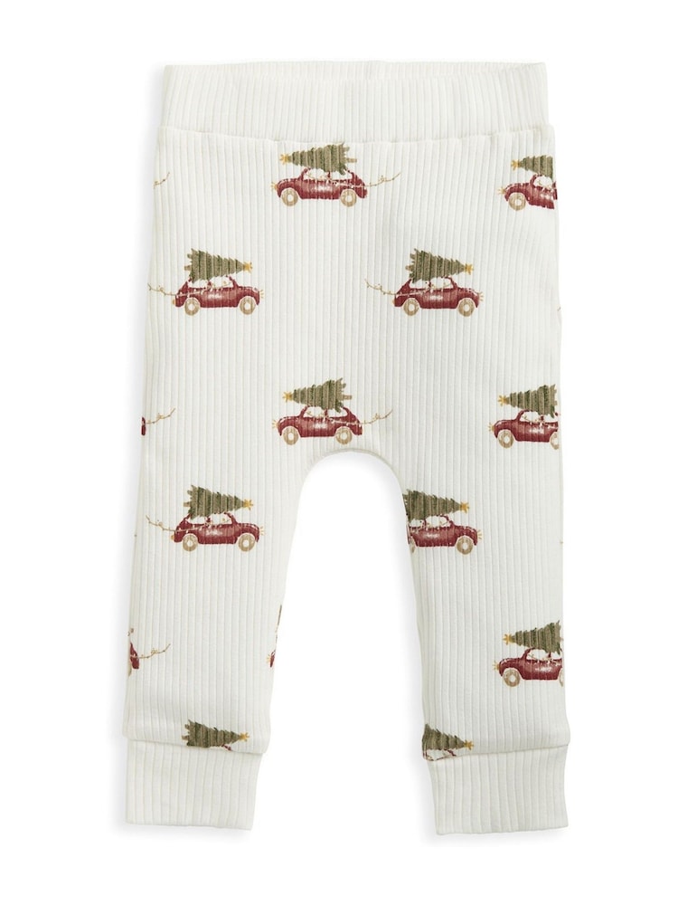 Mamas & Papas Christmas Car Print White Bodysuit and Leggings Set 2 Piece - Image 5 of 5